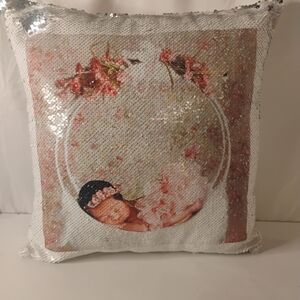 Sequin Baby/Floral Pillow